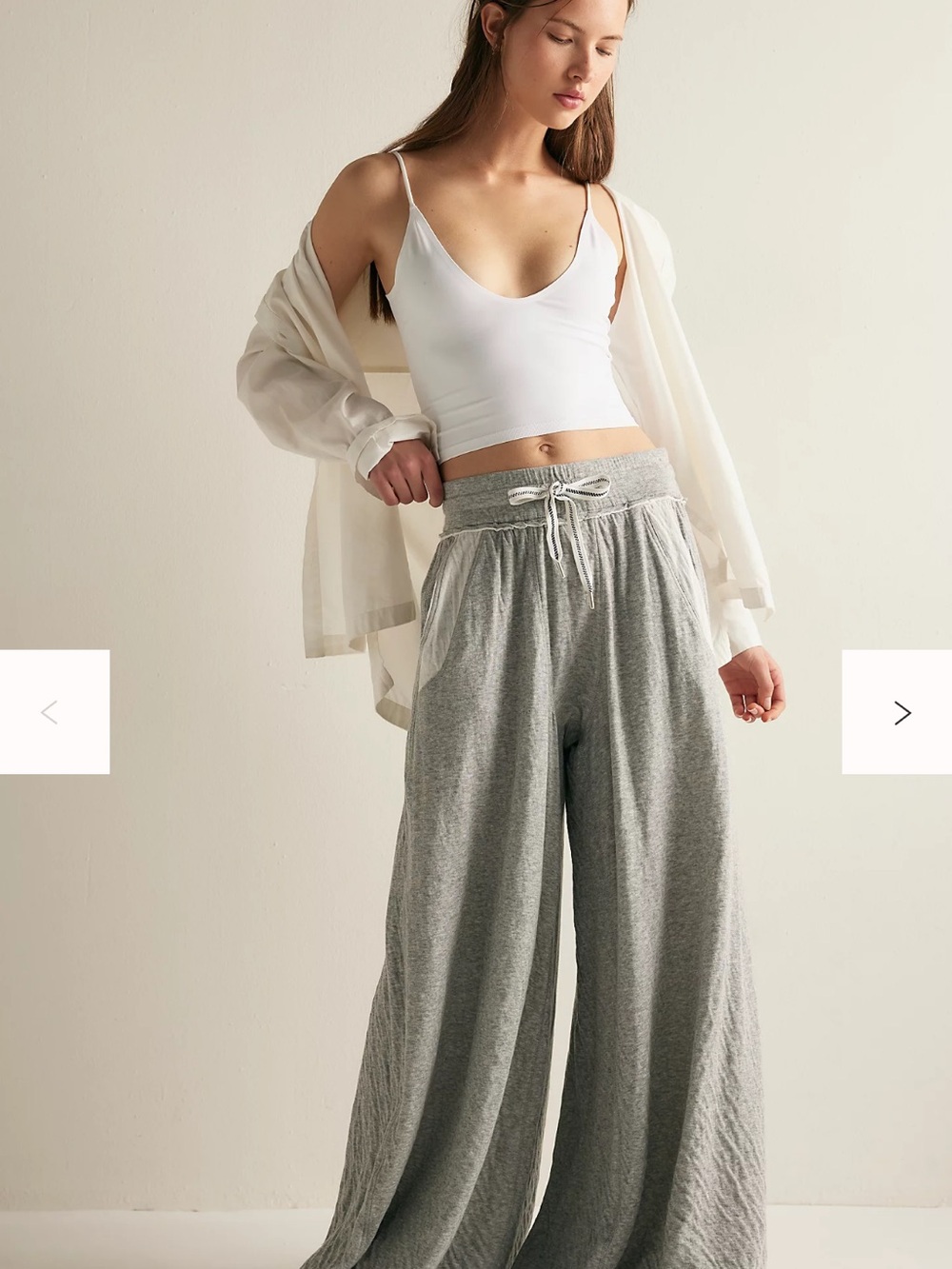 Free people wait a minute Wide-Leg Drawstring Lounge Pants in Heather Gray